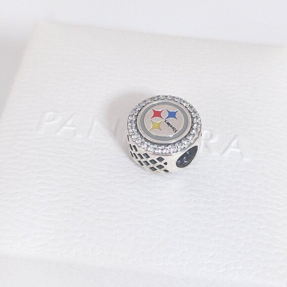 Pandora Pittsburgh Steelers NFL Logo Charm Bead S925 Silver with box - Picture 3 of 7